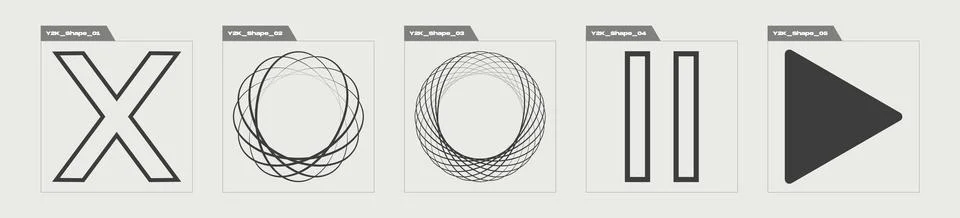 Vector Graphic Assets Set. Retro futuristic graphic ornaments. Flat minimalist Illustrazione stock