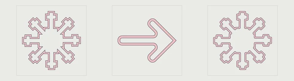 Vector Graphic Assets Set. Retro futuristic graphic ornaments. Elements for Illustrazione stock
