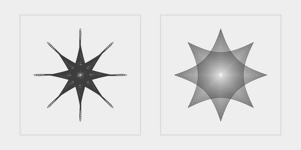 Vector Graphic Assets Set. Retro futuristic graphic ornaments. For modern T Illustrazione stock