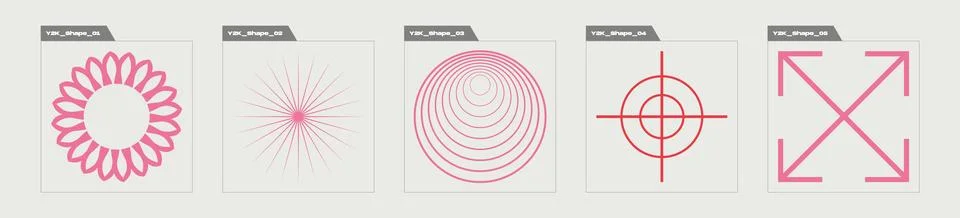 Vector Graphic Assets Set. Retro futuristic graphic ornaments. Objects in y2k イラスト素材