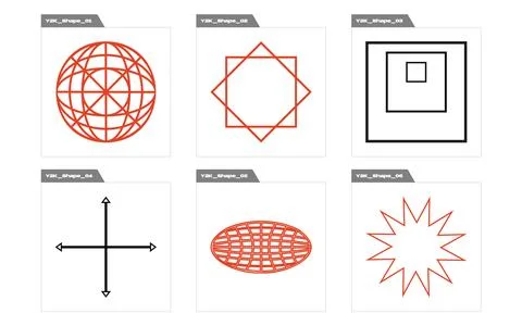 Vector Graphic Assets Set. Retro futuristic graphic ornaments. Modern abstract Stock Illustration