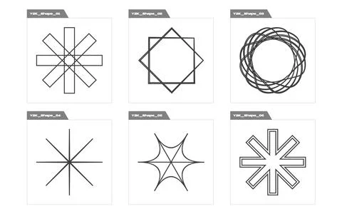 Vector Graphic Assets Set. Retro futuristic graphic ornaments. Modern abstract Stock Illustration