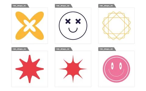 Vector Graphic Assets Set. Retro futuristic graphic ornaments. Templates for Stock Illustration