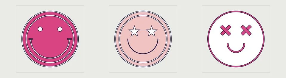 Vector Graphic Assets Set. Retro futuristic graphic ornaments. Modern abstract Stock Illustration