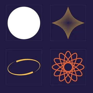 Vector Graphic Assets Set. Retro futuristic graphic ornaments. For modern T Illustrazione stock