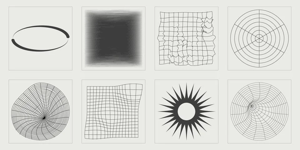 Vector Graphic Assets Set. Retro futuristic graphic ornaments. For modern T Stock Illustration
