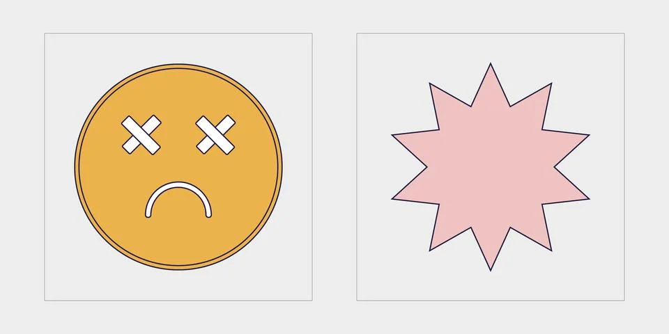 Vector Graphic Assets Set. Trendy geometric postmodern figures. Templates for Stock Illustration