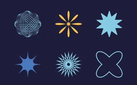 Vector Graphic Assets Set. Trendy geometric postmodern figures. For modern T Illustrazione stock