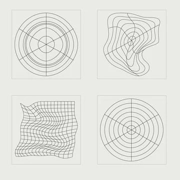 Vector Graphic Assets Set. Trendy geometric postmodern figures. Objects in y2k Illustrazione stock