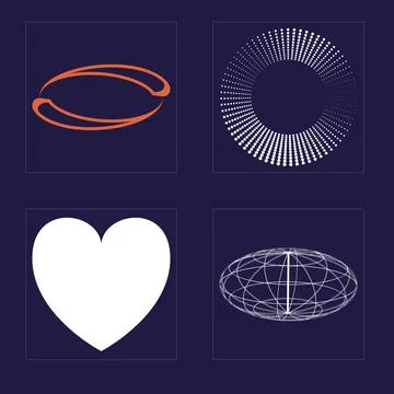 Vector Graphic Assets Set. Trendy geometric postmodern figures. Templates for Stock Illustration