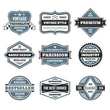 Vector graphic badges collection. Original vintage badges. Stock Illustration