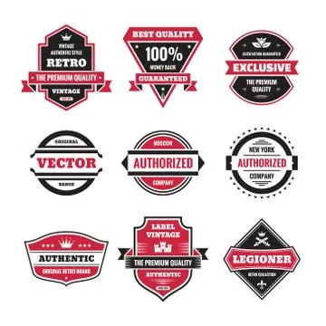 Vector graphic badges collection. Original vintage badges. Stock Illustration