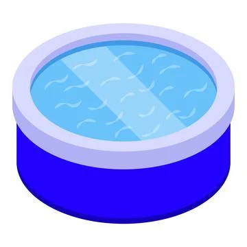 Vector graphic of a blue inflatable pool in isometric view, suitable for summer Stock Illustration