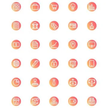 Vector Graphic of Business Icon Set. Perfect for user interface, new application Stock Illustration