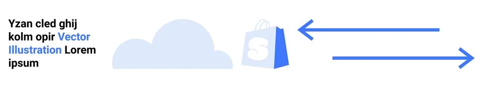 Vector Graphic of Cloud Storage and eCommerce Integration with Blue Arrows Stock Illustration