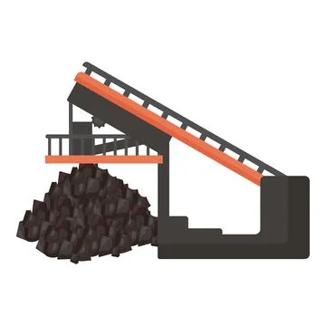 Vector graphic of a coal mining conveyor with a pile of coal Stock Illustration
