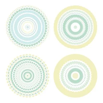 Vector graphic of color mandala circles. Round ornate shapes. Geometric Stock Illustration