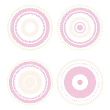 Vector graphic of color mandala circles. Round ornate shapes. Geometric Stock Illustration