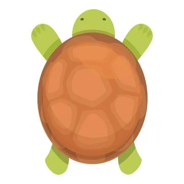 Vector graphic of a cute, topview cartoon turtle with a friendly expression 스톡 일러스트