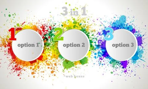 Vector graphic design button and labels template. color paint splashes gradie Ilustración de archivo