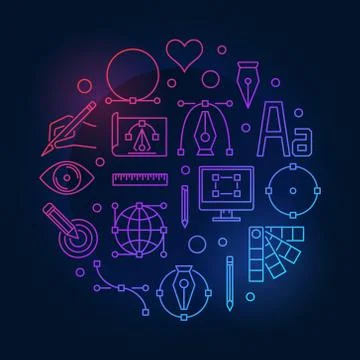 Vector graphic design colored line round illustration Stockillustratie