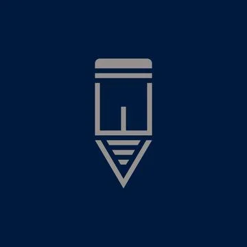 Vector Graphic Design, Letter W Logo, Pencil Logo Design 스톡 일러스트