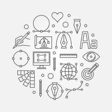 Vector graphic design linear round illustration Stockillustratie