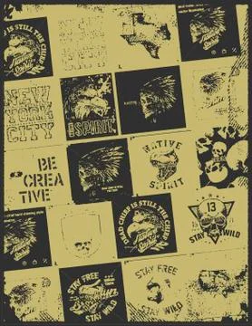 Vector graphic design of various random objects. Stock Illustration