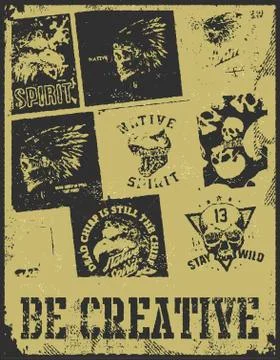 Vector graphic design of various random objects. Stock Illustration