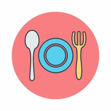 Vector Graphic of Dinner - Colour Mate Style - simple illustration. Editable  Stock Illustration