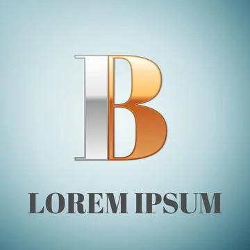 Vector graphic elegant silver and gold impossible font, symbol, alphabet, Letter Stock Illustration