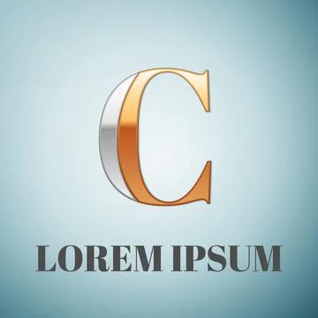 Vector graphic elegant silver and gold impossible font, symbol, alphabet, Letter 스톡 일러스트