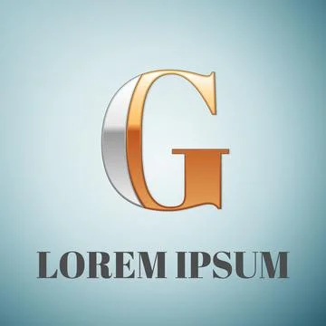 Vector graphic elegant silver and gold impossible font, symbol, alphabet, Letter Stock Illustration