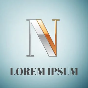 Vector graphic elegant silver and gold impossible font, symbol, alphabet, Letter Stock Illustration