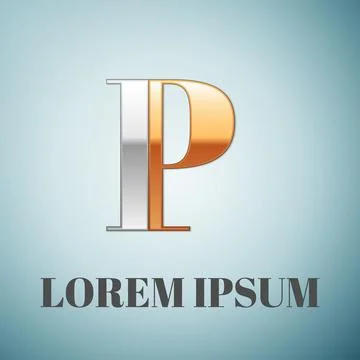 Vector graphic elegant silver and gold impossible font, symbol, alphabet, Letter Stock Illustration