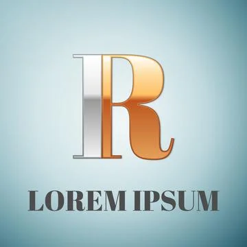 Vector graphic elegant silver and gold impossible font, symbol, alphabet, Letter Stock Illustration