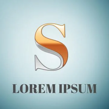 Vector graphic elegant silver and gold impossible font, symbol, alphabet, Letter Stock Illustration