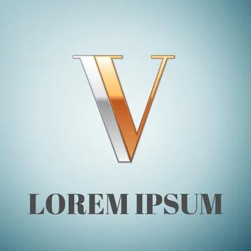 Vector graphic elegant silver and gold impossible font, symbol, alphabet, Letter Stock Illustration