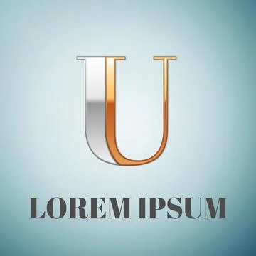 Vector graphic elegant silver and gold impossible font, symbol, alphabet, Letter Stock Illustration