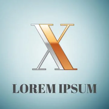 Vector graphic elegant silver and gold impossible font, symbol, alphabet, Letter Stock Illustration