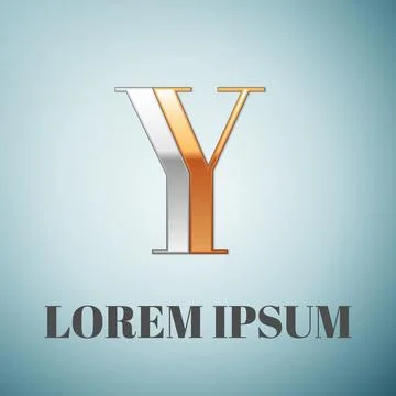 Vector graphic elegant silver and gold impossible font, symbol, alphabet, Letter Stock Illustration
