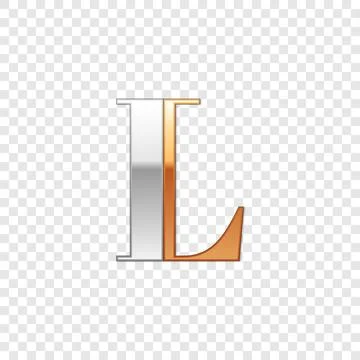 Vector graphic elegant silver and gold impossible font, symbol, alphabet, L.. Stock Illustration