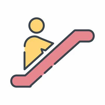 Vector Graphic of Escalator - Line Cut Style - Editable stroke.line icon.Vect Stock Illustration