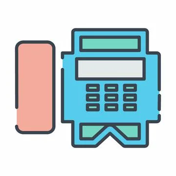Vector Graphic of Fax Machine - Line Cut Style - simple illustration. Editabl Stock Illustration