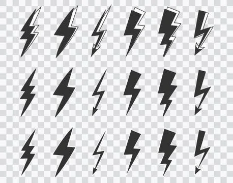 Vector graphic of flat thunder and bolt lighting flash icons set vector on Stock Illustration