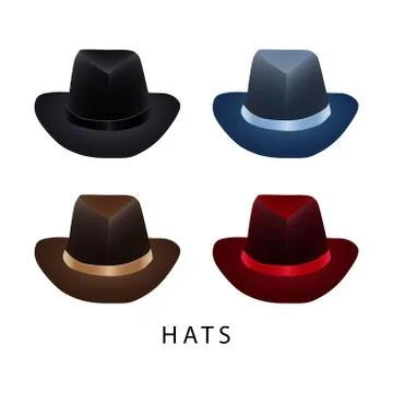 Vector Graphic of Four Hats on White Background. Stock Illustration