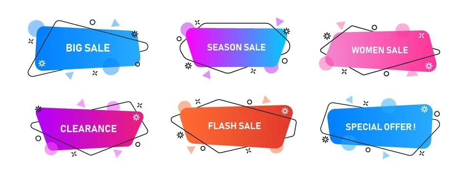 Vector Graphic Geometric flat banners Stock Illustration