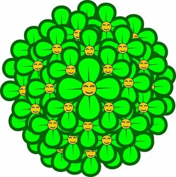 Vector graphic: Green Flower Collection With Smile: tree logo Stock Illustration
