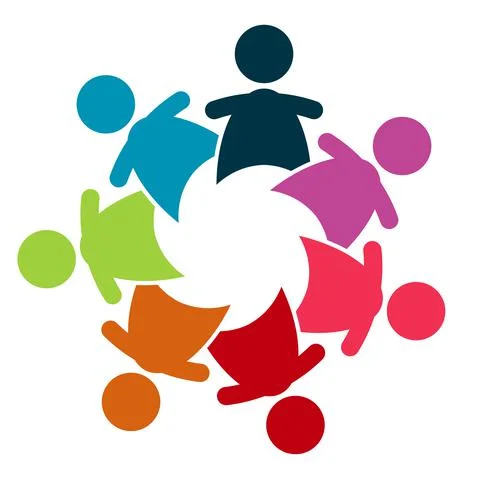 Vector graphic group connection logo people in the circle logo team work Stock Illustration
