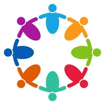 Vector graphic group connection logo.Eight people in the circle.logo team wor Stock Illustration